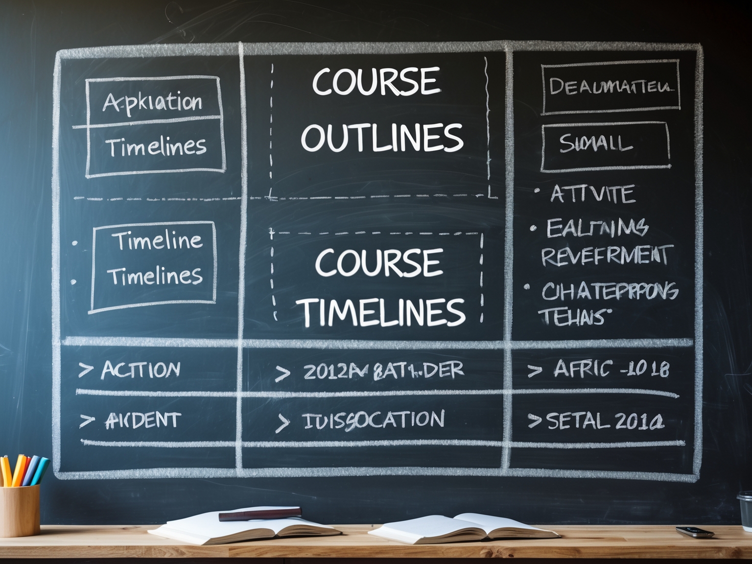Course outlines on a chalkboard