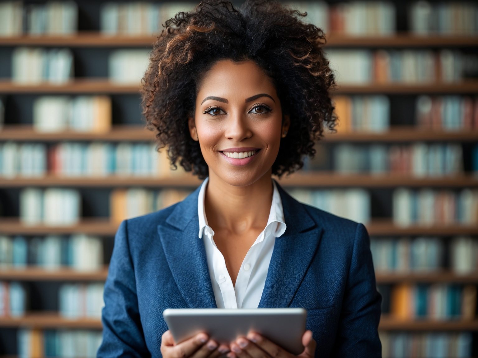 Diverse expert holding a tablet